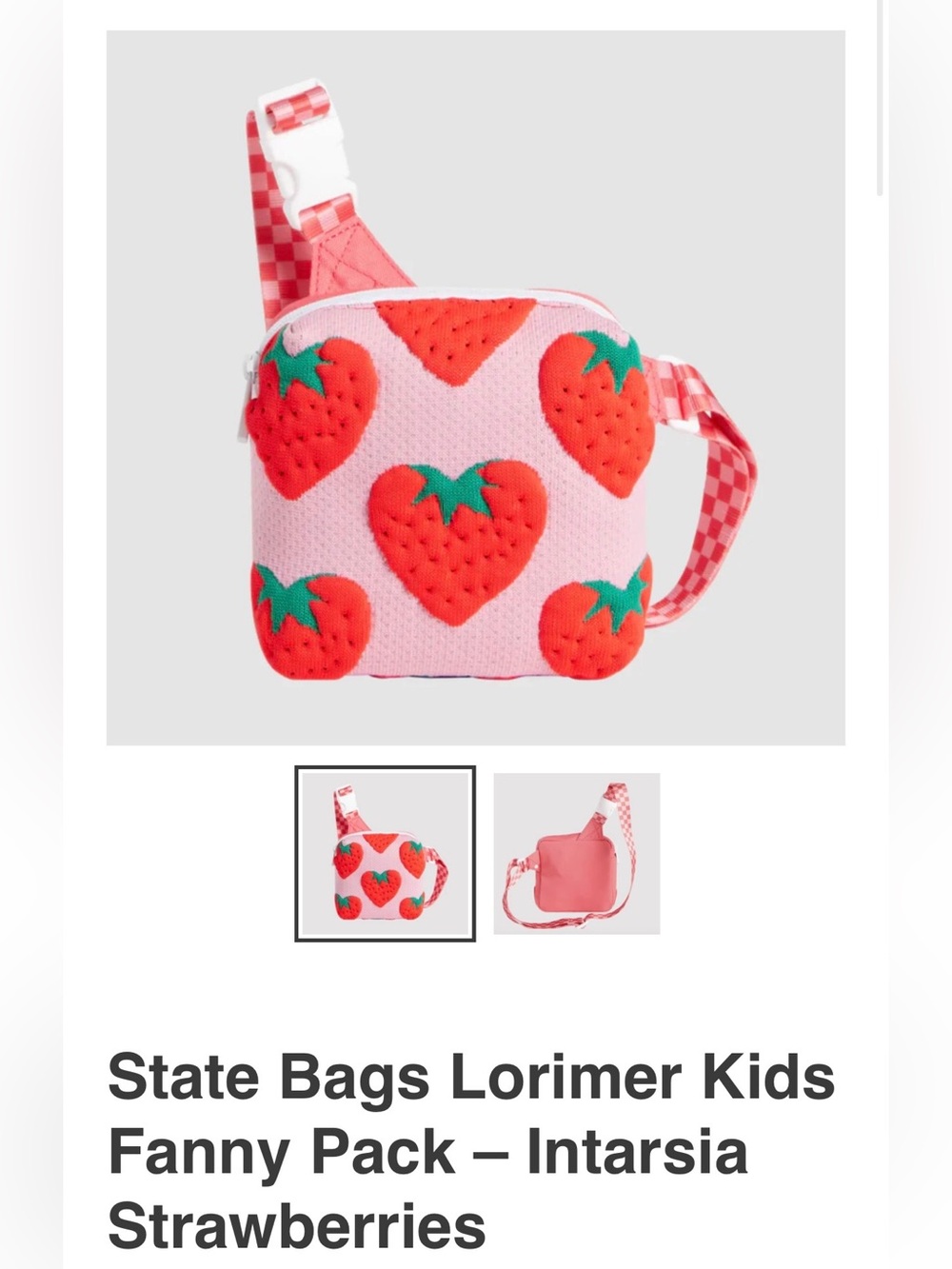 STATE Kids Strawberry Crossbody Fanny Pack, NWOT